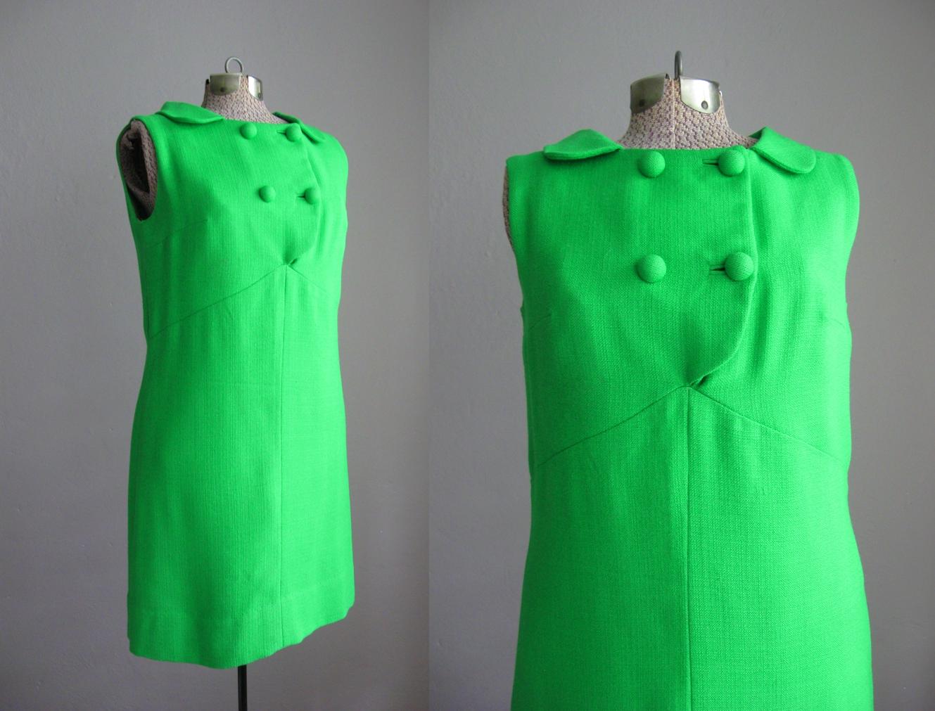 1960s Lime Green Mini Dress