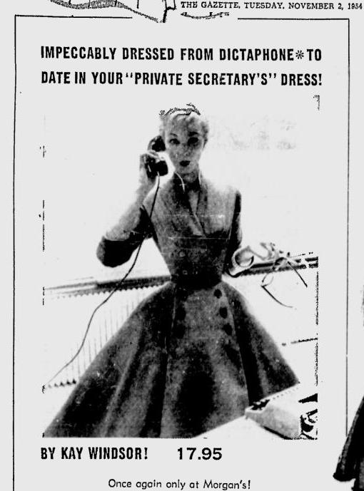 And here's my dress in a 1954 Montreal Gazette ad!