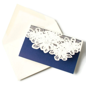 Laser-cut Navy Blue Notecards by Vera Wang