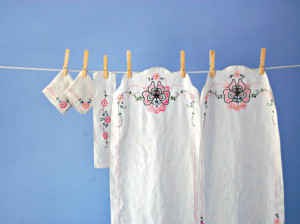 1950s Hand Embroidered Linens