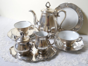 1920s Silver and Porcelain Tea Set