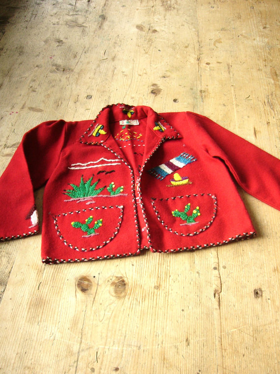 Vintage Mexican Embroidered Childs Jacket By Vintage Zipper